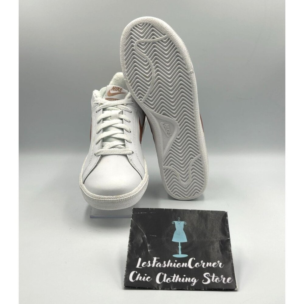Nike Women's White Metallic Bronze Leather Court Sneakers Size 8.5 3116 - Picture 2 of 16